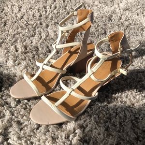 Nude strappy block heel sandals, 8, Report Signature brand